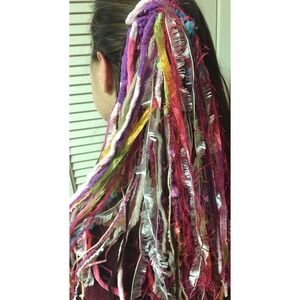 Pink / Hot Pink tones - Yarn hair fall / clip for Burning Man or festivals #004